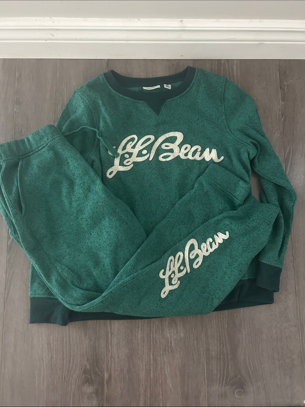 L.L. Bean Teal Green Logo Sweatshirt and Joggers